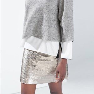Zara Silver Sequin Mini Skirt
